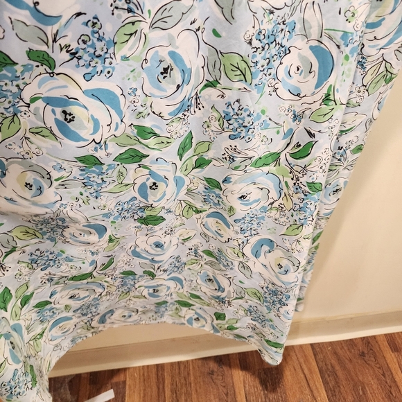 LOFT Women's Floral.Light Blue Cotton Midi Dress Size 12 - Picture 4 of 12